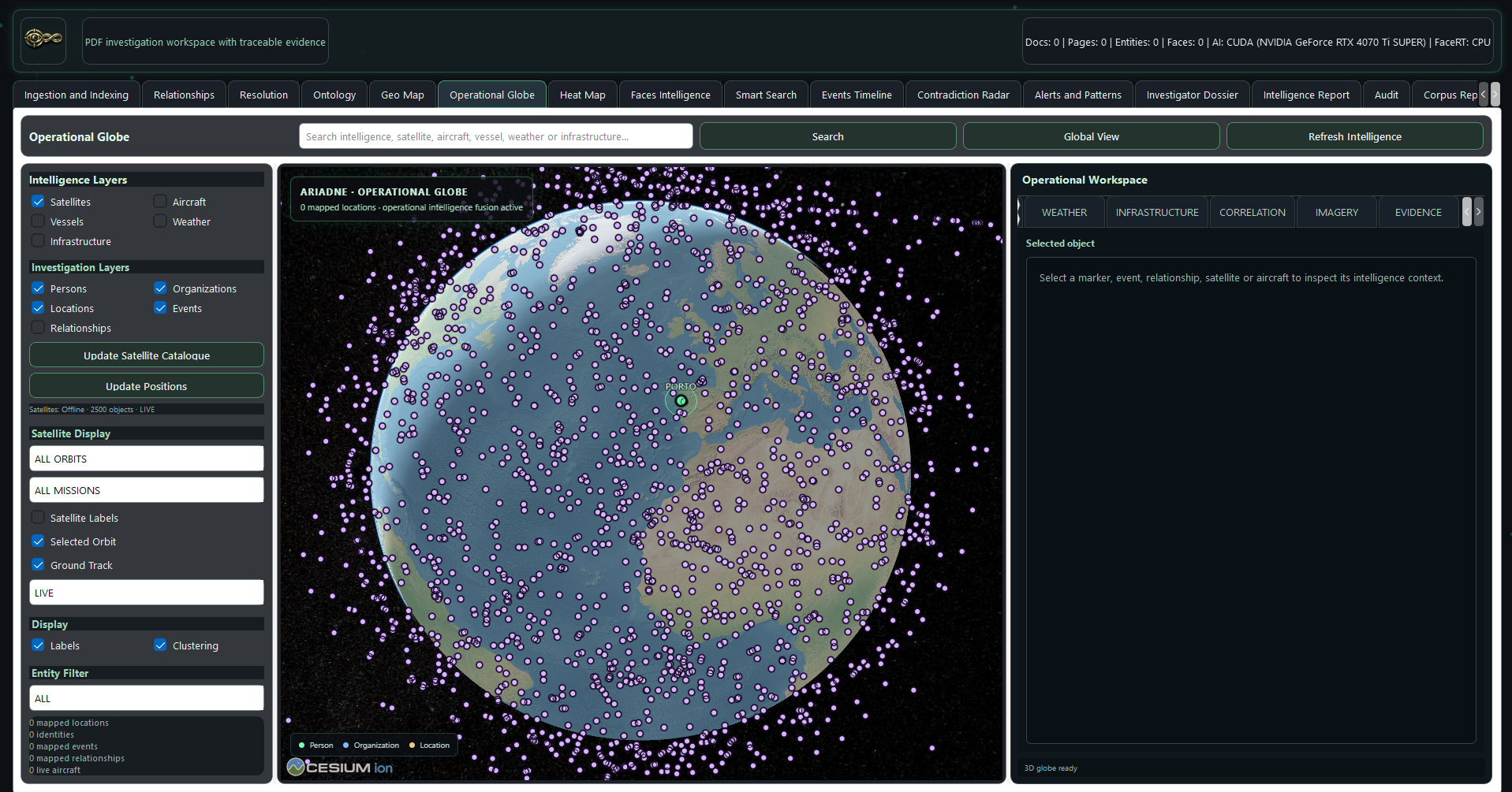ARIADNE PRO Ultra Operational Globe interface