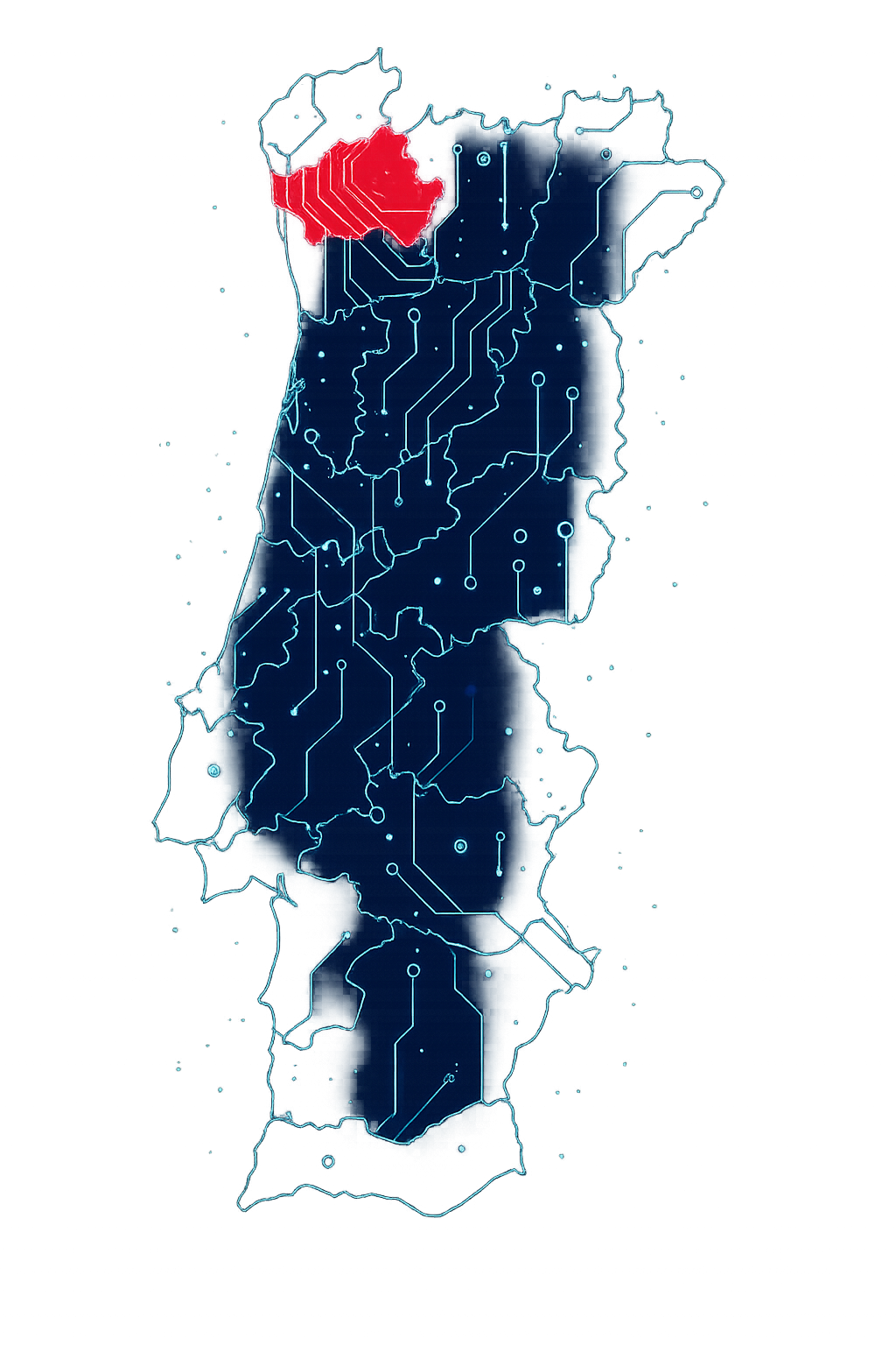Tech map of Portugal with Braga highlighted