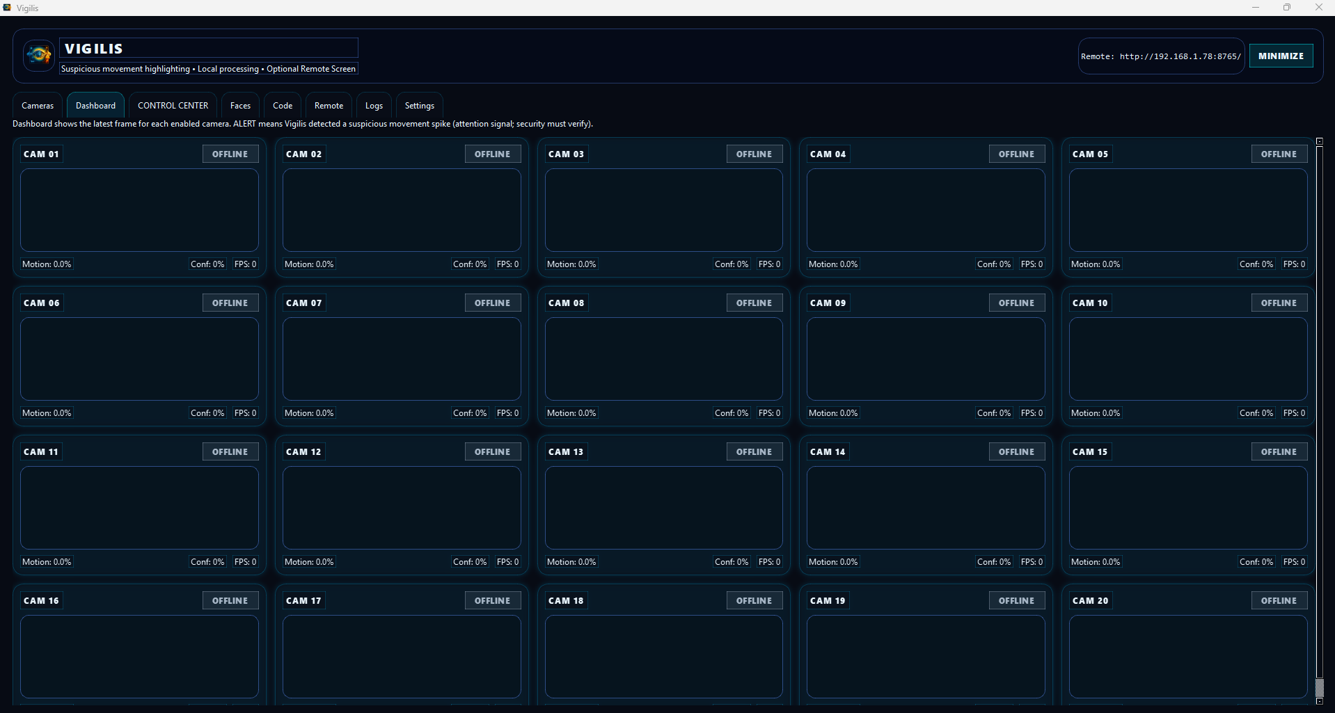 Vigilis GUI preview